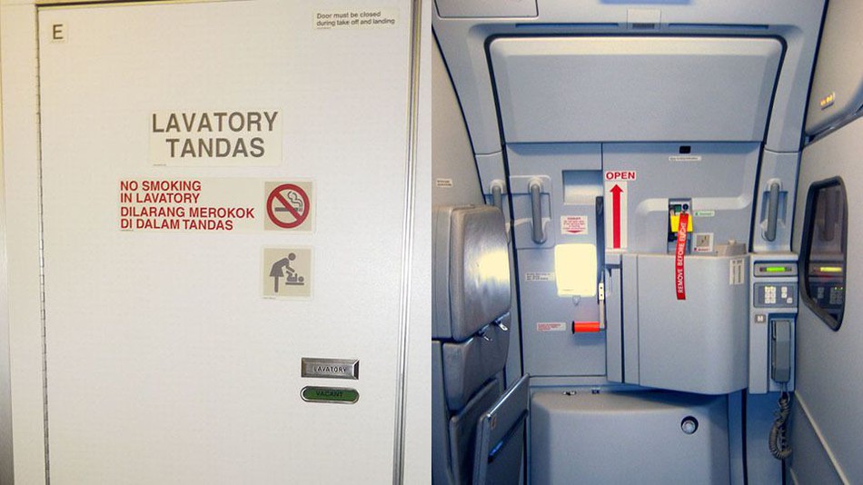 There is also nothing to keep you in place in the lavatory if an emergency happens, like seat belts.